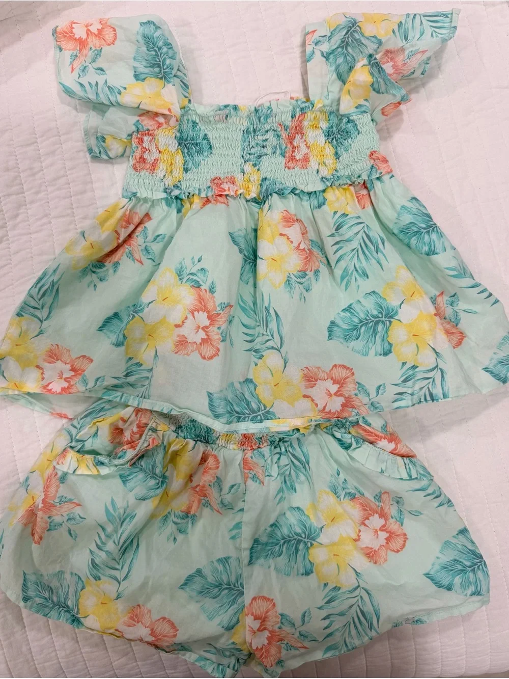 Janie and Jack Mint Floral Two-Piece Matching Set